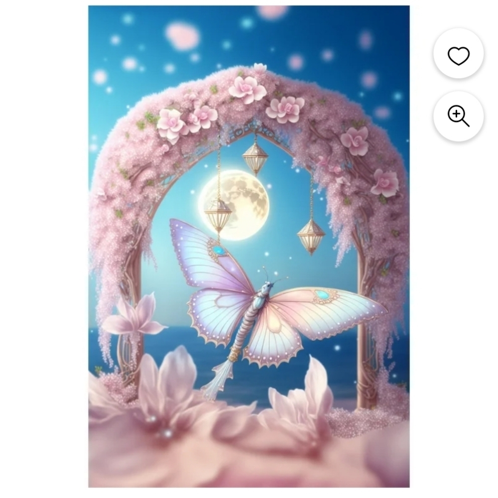 Diamond Painting Art Kit Pink Fairyland Butterfly Diamond Gem Art Kit